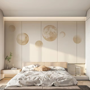 <strong>White</strong> <strong>Background</strong> Gold Moon Phases Wallpaper Celestial <strong>Pattern</strong> Mural for Home Hotel Bedroom Living Room Interior Wall Decor - Product Image 1