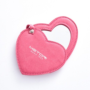 Espejos de Mano de Cuero PU con Forma de Corazón de Alta Gama al por Mayor, Espejos de Mano Giratorios de Color Rosa para Bodas - Product Image 2