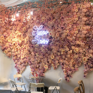 New Product Decorative Flowers &amp Wreaths Artificial Flowers 3D Silk Roses Panel Wedding Backdrop Flower Wall
