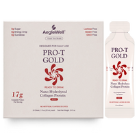 AegleWell OEM PRO-T Gold Nano Hydrolyzed Collagen Protein Shots 17g Protéines Zéro Sucre Soin Corps et Peau Vitalité Cutanée