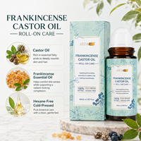 ATOANY Livraison Rapide Huile de Ricin et Encens en Roll-On pour Visage, Cheveux et Peau, Pressée à Froid, Hydratante et Nourrissante, Sourcils, Marque Privée