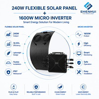 Système solaire de 1600W, panneaux solaires flexibles de 240W, kit micro-onduleur, solution solaire pour balcon, maison, raccordement au réseau