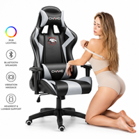 Chaise de bureau gaming AOR ergonomique à dossier haut, chaise de course réglable et inclinable en cuir PU avec éclairage LED RGB rafraîchissant – Direct Usine