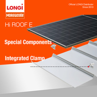 Modul Surya Bifacial BIPV LONGi Hi-ROOF E 645W 650W 655W untuk Atap Logam Industri, Pemasangan Tanpa Rel, Tersedia di Stok, FOB Shanghai