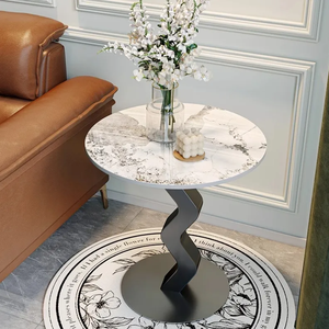 Tavolino da Caffè Moderno di Lusso Economico con Piano in Marmo, Struttura in Acciaio e Design Unico a Vita, Arredamento Durevole per la Casa - Product Image 2