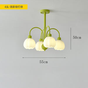 Lily Valley Design, luminaire suspendu rétro de style français à motif floral crémeux pour salon, chambre à coucher, salle à manger - Product Image 6