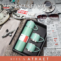 Nouveau Coffret Cadeau en Acier Inoxydable : Bouteille d'Eau Isotherme, Gourde Isotherme, Tasse à Double Paroi avec Poignée, Couvercle et Cuillère – Isolation Thermique 12-24 Heures