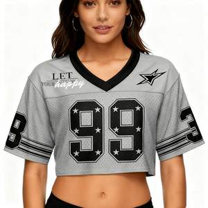 Nhà Máy Bán Buôn Của Phụ Nữ Y2K Quần Áo Đi ra ngoài Tops Quá Khổ Crochet Jersey Áo Sơ Mi Đồ Họa V Cổ Áo Thun Áo Len - Product Image 2