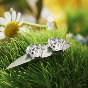 Dylam New Design Hypoallergenic Nickel Free 925 Sterling <b>Silver</b> Kid Children 5A CZ Cubic Zirconia Hallow Out <b>Crown</b> Stud Earrings - Product Image 2