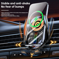 Support de téléphone de voiture avec chargeur sans fil LED 15W, fixation automatique, chargeur sans fil de voiture à induction infrarouge