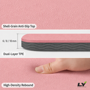 Tapis de yoga pliable 9 sections en TPE, 8 mm d'épaisseur, antidérapant avec lignes d'alignement, rangement compact pour Pilates et entraînement à domicile - Product Image 3