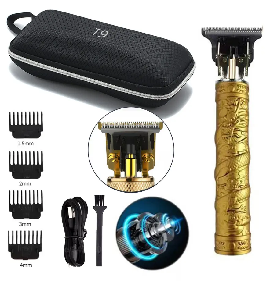 Aparador de cabelo profissional masculino T9 elétrico USB aço uso doméstico amostra grátis de barbear profissional pós-venda garantida