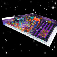 Parque de Trampolines de Entretenimiento y Atracciones, Área de Juegos Interior para Niños con Temática Espacial
