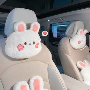 Ensemble de coussin de siège de voiture et d'appui-tête en peluche Panda mignon, support lombaire extra doux pour femmes, utilisation hivernale - Product Image 5