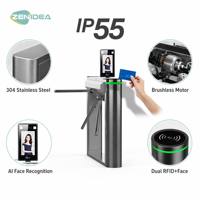 Torniquete Trípode Exterior de Acero Inoxidable 304 con Barrera Abatible, Puerta de Seguridad de Doble Carril, CE RoHS, 30-40 Personas/Min, Motor Sin Escobillas IP65