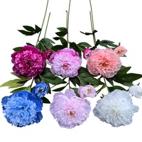 Tiges de pivoines artificielles en gros, 2 têtes, bouquet de fleurs en soie imitation pivoine pour la décoration de lieux de mariage et l'aménagement intérieur