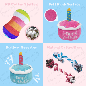 14 Pack Dog Birthday Toy Set Pet Chew Toys Squeaky Plush Dog Toy Puppy Birthday <b>Hat</b> Bandana - Product Image 3