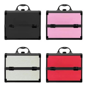Nouvelle Trousse de Maquillage en Alliage d'Aluminium Or Rose avec Miroir, Organisateur Multi-niveaux, Grande Valise Cosmétique <span class=keywords><strong>pour</strong></span> Ongles et Extensions de Cils - Product Image 1