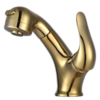 Robinet mitigeur de lavabo à bec extractible moderne en laiton or rose à trou unique