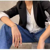 Ensemble de Bijoux Tendance en Acier Inoxydable Double avec Lettres en Acier Titane, Collier et Bracelet Vente Chaude