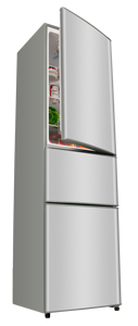 Refrigerador de Triple Puerta de 206L, Refrigerador y Congelador de Gran Capacidad con Compresor - Product Image 3