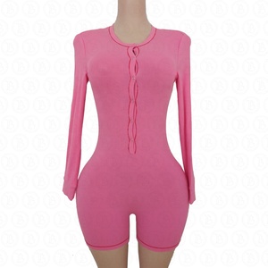 Nouveautés Printemps-Été : Combinaison Sexy à Col en V Profond, Manches Courtes, Boutons, Rayures, Combinaison Côtelée pour Femmes - Product Image 5
