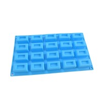 Moule en silicone bleu carré écologique jetable, compatible micro-ondes et congélateur, pour glace et gâteaux