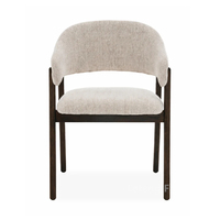 Fauteuil en bois de caoutchouc moderne, fauteuil en bois avec accoudoirs, fauteuil d'appoint en tissu de style mid-century pour salon