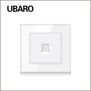 Prise téléphonique et informatique Ubaro 86 avec panneau en verre trempé, prise réseau Cat6 RJ45 pour installation murale - Product Image 1