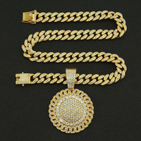 Collier Pendentif Tournesol en Alliage avec Chaîne Diamantée Style Punk Dominant pour Hommes, Accessoire Décoratif Créatif et Tendance