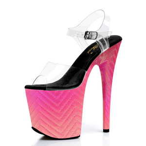 <span class=keywords><strong>Sandali</strong></span> da Donna 20cm <span class=keywords><strong>Fucsia</strong></span> Sexy con Tacco Alto, Tomaia Trasparente 8 Pollici, Nuova Moda Elegante per Serate e Spettacoli - Product Image 1