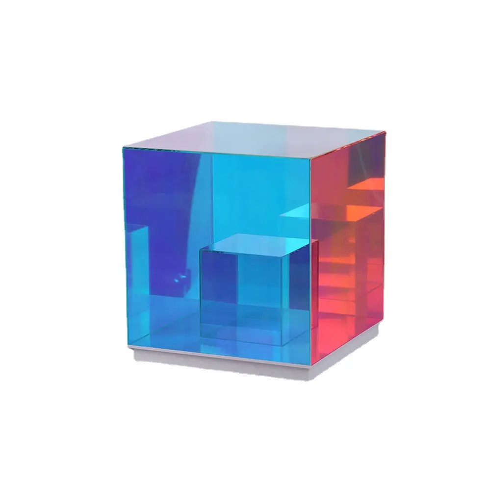 현대 Led 아크릴 RGB 심포니 루빅스 큐브 박스 테이블 램프 3D 분위기 야간 조명 새로운 Led 다채로운 장식 조명