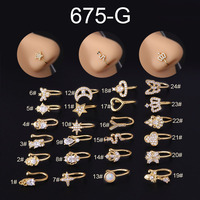 Faux Piercing Clips d'Oreille et de Nez « YW » Tendance pour Femmes, Manchette, Bijoux de Corps, Bagues en Forme de Cœur, Étoile, Fleurs