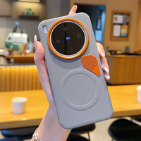 Funda Protectora Magnética de Cuero PU Mate con Protección de Lente a Prueba de Golpes para vivo X300 X200 Pro/Ultra/Pro Mini PC, Funda con Carga Inalámbrica