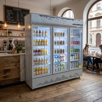 Vitrine réfrigérée commerciale à trois portes, grande capacité, refroidie par air, pour boissons, vitrines réfrigérées pour supermarchés