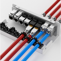 Panel Patch Kosong RJ45 Cat6/Cat6A 8/12 Port Berpelindung Baja Hitam 0.5U 1U Tanpa Kabel untuk Jaringan