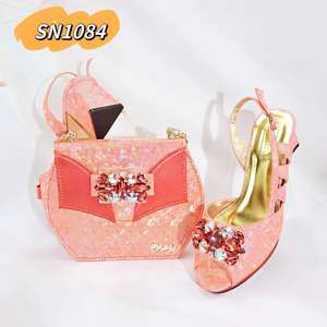 2025 Роскошная итальянская обувь и сумка для женщин, Свадебный комплект из искусственной кожи, элегантная сумка-цепочка с камнями - Product Image 3