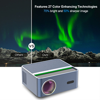 Projecteur portable 2026 RGB LED court MINI Android 9 Full HD 4K Ready 850 Lumens avec correction automatique de la distorsion trapézoïdale, Google TV et Netflix pour Home Cinéma