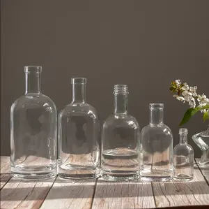 No.1 Factory Custom Clear Empty Brandy Whiskey Rum Gin Beverage Wine Glass Liquor Bottles With Cheap Price