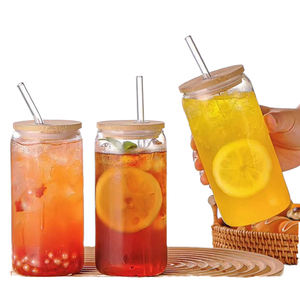 كوب زجاجي للحليب والماء والقهوة 12 أونصة كوب شاي مقاوم للحرارة مع غطاء من الخيزران - Product Image 1