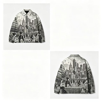 Sweat à capuche pour homme avec imprimé intégral paysage urbain, style streetwear décontracté vintage, design personnalisé, impression intégrale, paysage urbain, ODM