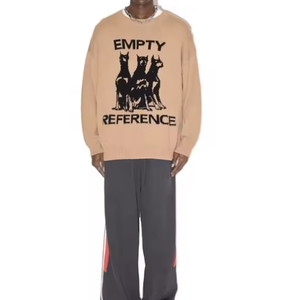 Benutzer definiertes Logo Baumwoll strickwaren Brauner <span class=keywords><strong>Dobermann</strong></span> Jacquard Strick <span class=keywords><strong>pullover</strong></span> Rundhals ausschnitt Lässiger Strick <span class=keywords><strong>pullover</strong></span> für Herren - Product Image 3