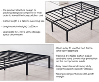 Base de lit mezzanine moderne en métal avec finition thermolaquée noire, capacité de charge de plus de 300 kg, taille personnalisable pour utilisation en chambre d'hôtel