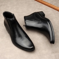 Sepatu Bot Musim Dingin Gaya Italia untuk Pria, Ujung Runcing, Bergaya, untuk Kerja Luar Ruangan, Model Slip-On, Tahan Air, Anti-Selip, Kulit Sapi