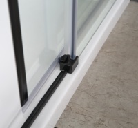 Cabine de douche coulissante carrée chromée 90x90 avec cadre, verre trempé 6 mm, roulettes ovales en laiton