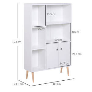 HOMCOM Bibliothèque Armoire avec Pieds en Bois de Pin Blanc 80x23.5x123cm - Product Image 3