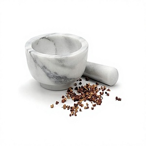 Ensemble mortier et pilon en marbre de qualité supérieure, design admirable, forme ronde, pilon et mortier en vrac - Product Image 1