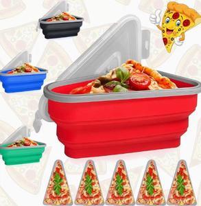 Silicone Stackable Pizza Holder Reusable Portable <b>Collapsible</b> Pizza <b>Storage</b> Container Lid 3 Compartments Leak Proof Dishwasher - Product Image 3