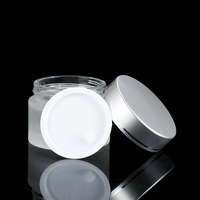 Contenedor de crema facial para cosméticos, frasco de vidrio transparente esmerilado con tapa de aluminio plateado, 5/10/15/20/30/50/100g, gran oferta