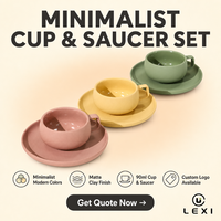 Ensemble de tasses et soucoupes en céramique avec anse carrée, 90 ml, logo personnalisé, intérieur brillant, extérieur mat, vente en gros LEXI